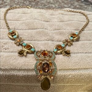 Elegant Gold and Turquoise Owl Necklace